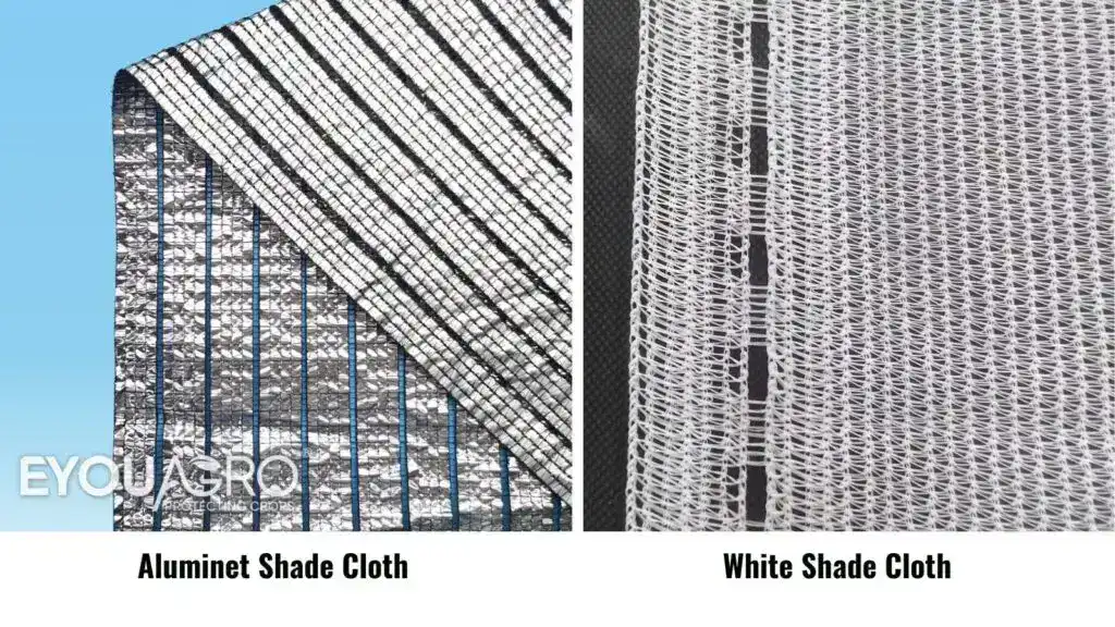 reflective shade screen vs white shade cloth comparison