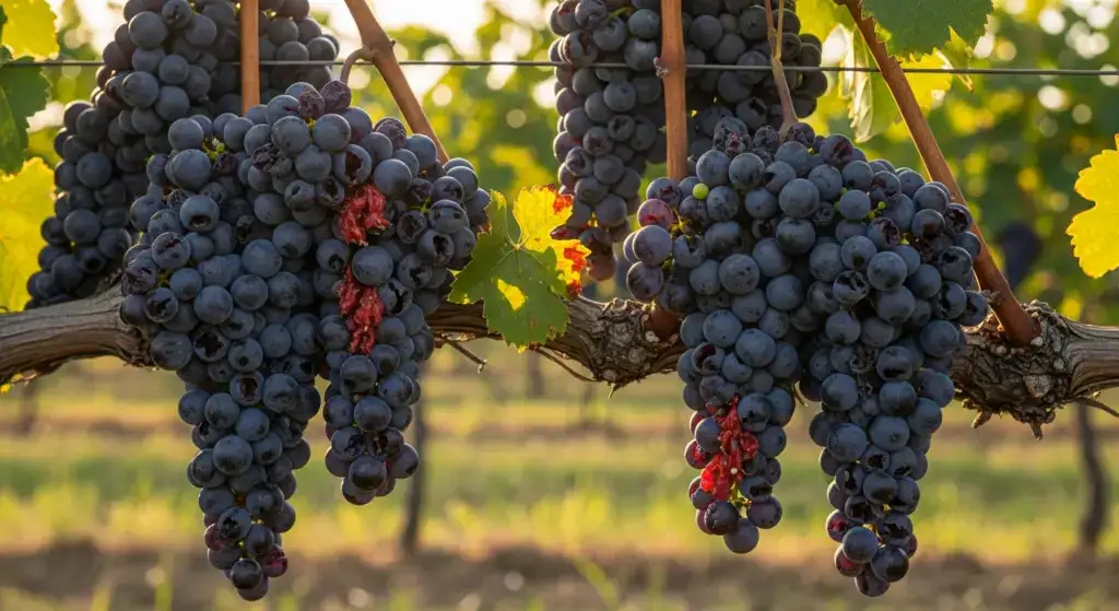 ripe grape eaten by birds