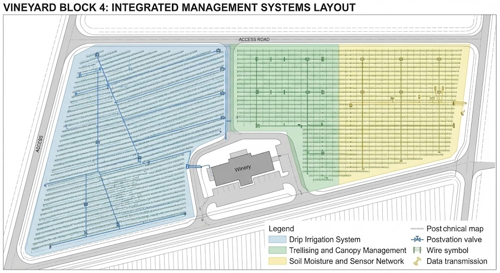 Matching vineyard layout with netting system