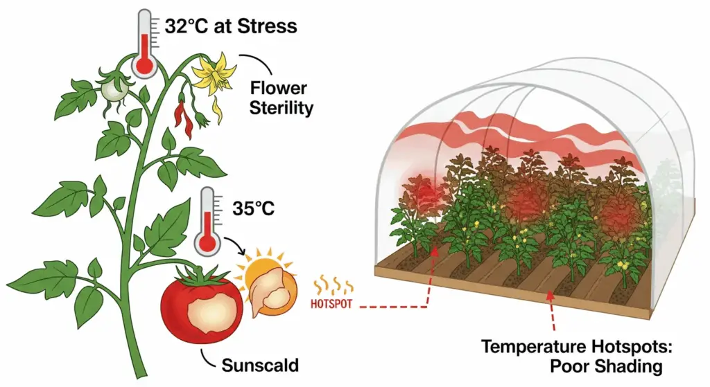 Soglie di stress termico per fiori e frutti di pomodoro