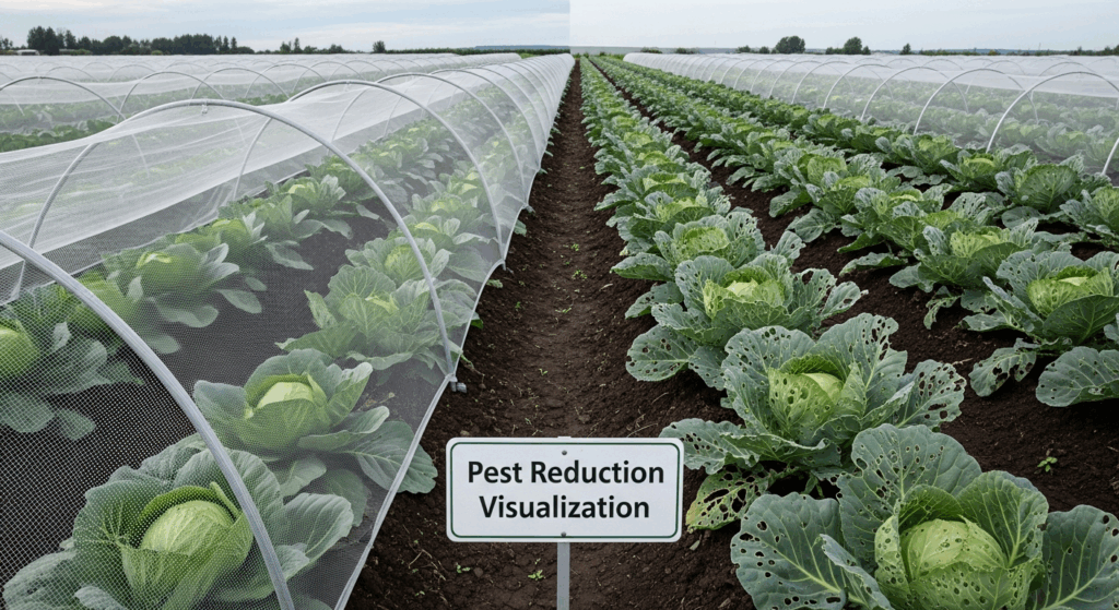 insect netting helps cabbage
