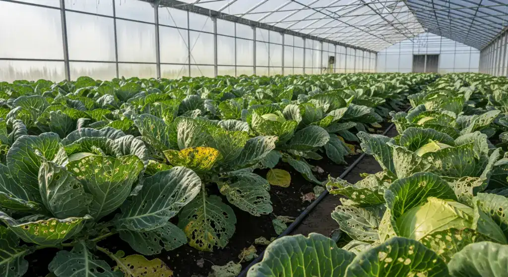 cabbage damaged by pests