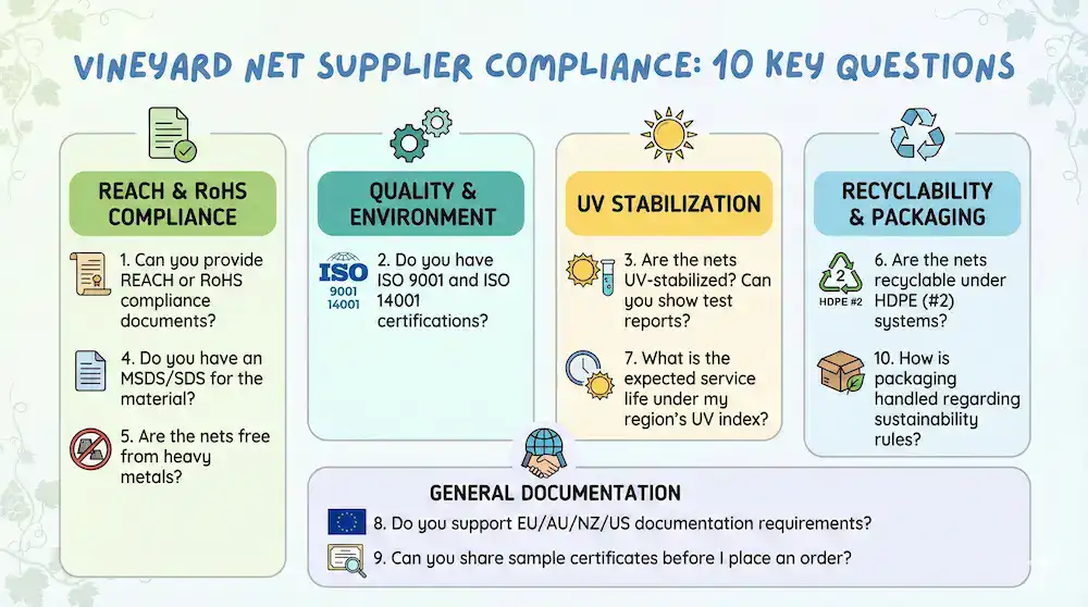 What to ask suppliers before purchasing vineyard nets