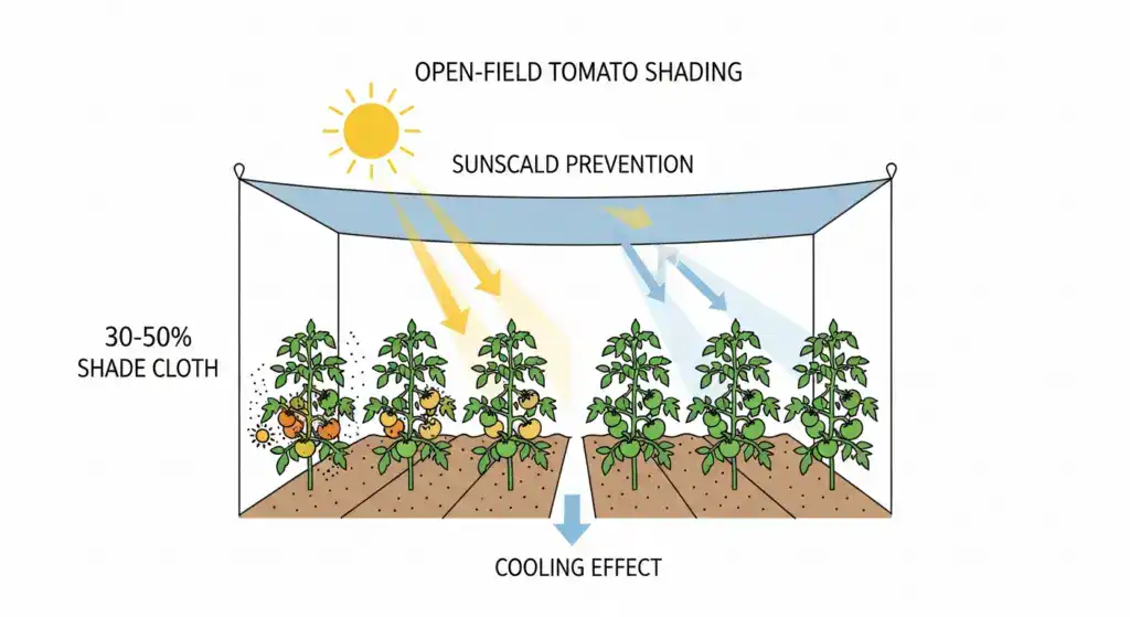 Optimal shade percentage for open-field tomato production