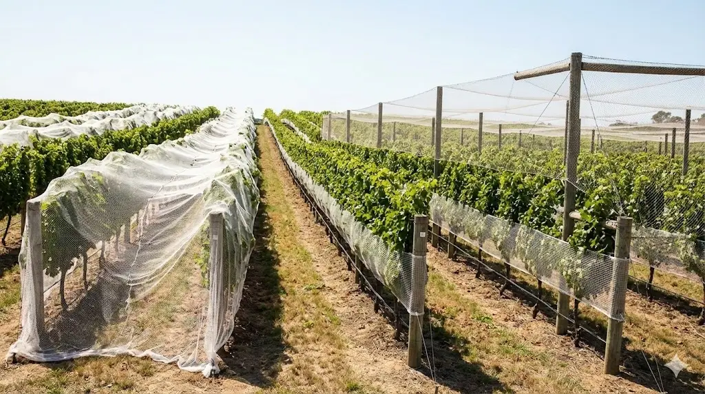 panoramica dei sistemi di reti anti-uccelli per vigneti