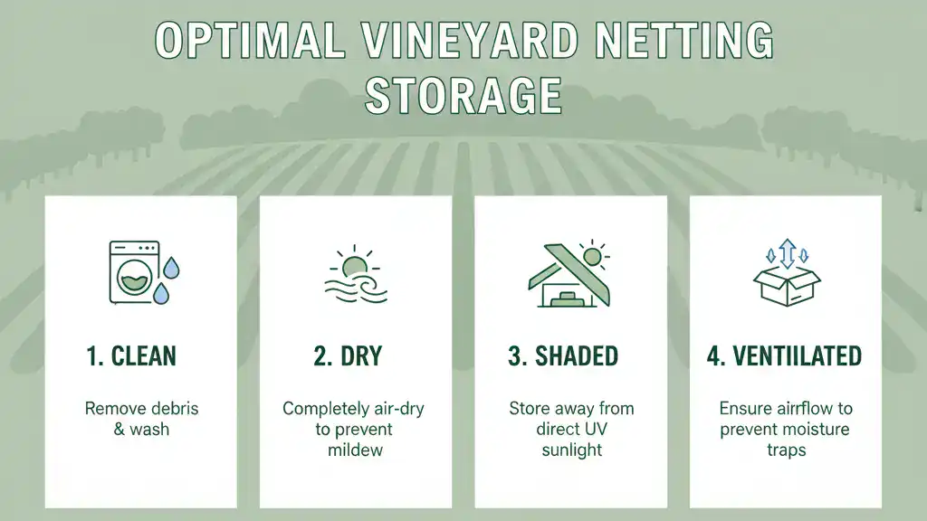 vineyard net storage principles clean dry shade