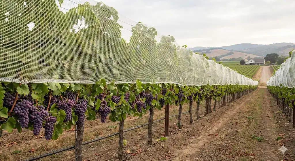 Vineyard netting as a long-term risk management strategy