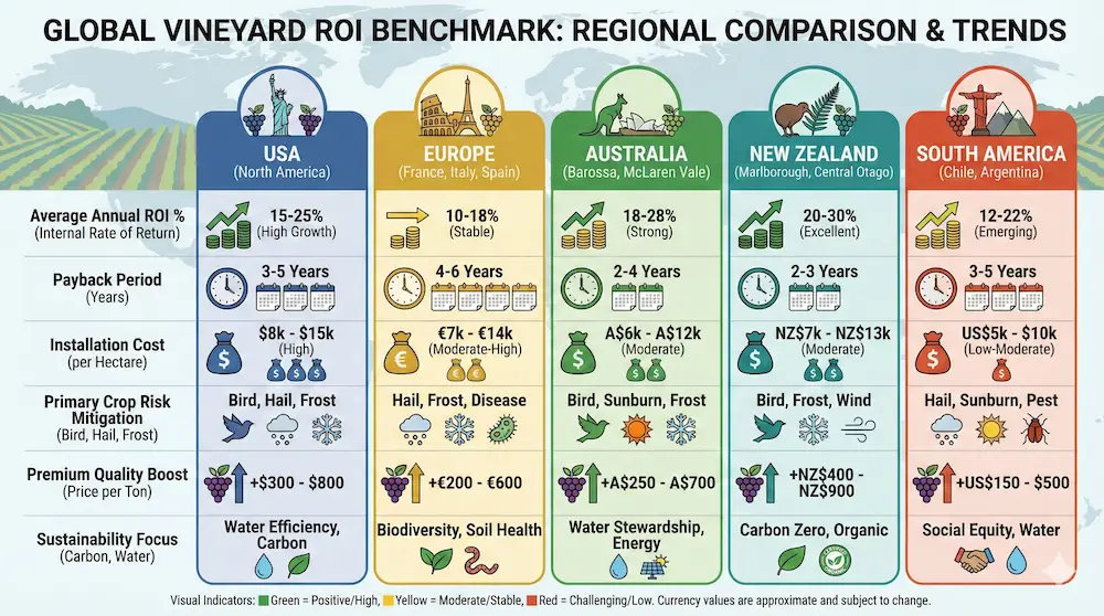 tabella di riferimento globale del ROI del vigneto