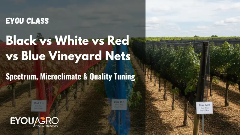 black vs white vs red vs blue vineyard nets